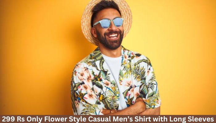 299 Rs Only Flower Style Casual Men’s Shirt with Long Sleeves